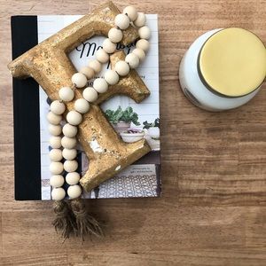 Farmhouse Wood Bead Garland Decor with Tassel